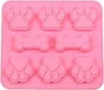 BargainRollBack Home Small Public Silicone Mold Pet Paw Print with Bone Treat Dog Candy Chocolate Soap (Ships from USA), RED - Image 4
