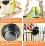 Tfwadmx Bird Parrot Wooden Feeding Cups Small Bird Feeding Dish Cups Stainless Steel Birds Bowls Food Water Bowls with Bird Food Holder for Cockatiel Parakeet Macaw Finches Lovebirds - Image 4