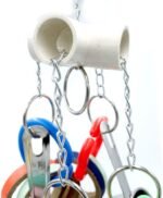 Pullable Parrots Pots and Bagel Toys, Bird Stainless Steel Cup and Cardboard Ring Toys for Medium and Large Parrot Amazons Mini Macaws African Greys Cockatoos Eclectus Guaker - Image 4