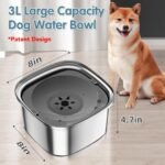 UPSKY 3L Dog Water Bowl 101oz Stainless Steel Dog Bowl No Spill Large Capacity Dog Food Water Bowl Slow Water Feeder, Spill Proof Pet Water Dispenser Vehicle Carried Travel Water Bowl - Image 3