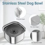 UPSKY 3L Dog Water Bowl 101oz Stainless Steel Dog Bowl No Spill Large Capacity Dog Food Water Bowl Slow Water Feeder, Spill Proof Pet Water Dispenser Vehicle Carried Travel Water Bowl - Image 5
