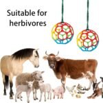 Besimple 2 Pack Horse Treat Ball Hay Feeder Toy, Goat Feeder Ball Hanging Feeding Toy for Horse Goat Sheep Relieve Stress (Colorful) - Image 8