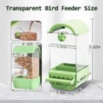 No Mess Bird Cage Feeder Automatic Parakeets Seed Food Container Acrylic Parrot Feeder Cage Accessories Transparent Small and Medium Lovebirds Canary Cockatiel Finch (Green) - Image 3