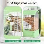 No Mess Bird Cage Feeder Automatic Parakeets Seed Food Container Acrylic Parrot Feeder Cage Accessories Transparent Small and Medium Lovebirds Canary Cockatiel Finch (Green) - Image 4