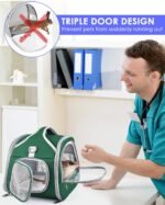 Bissap Bearded Dragon Travel Carrier, Portable Guinea Pig Carrier Bag Tortoise Carrier Pouch for Bunny Hamster Chinchilla Hedgehog Lizard Bird Outgoing Reptile Travel Carrying Case - Green - Image 4