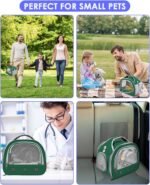 Bissap Bearded Dragon Travel Carrier, Portable Guinea Pig Carrier Bag Tortoise Carrier Pouch for Bunny Hamster Chinchilla Hedgehog Lizard Bird Outgoing Reptile Travel Carrying Case - Green - Image 8