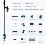 Electric Aquarium Vacuum Gravel Cleaner, 729GPH /15W 6 in 1 Upgraded Variable Frequency Motor Automatic Fish Tank Gravel Cleaner Vacuum for Wash Sand & Water Changer - Image 6