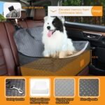 Youvee Dog Car Seat for Large/Medium Dog,Interior Height 4 Inches Pet Car Bed for Dogs Under 55 lbs or 2 Small Dogs,Washable Dog Booster Seat with 2 Safety Leashes(Black Outside Grey Inside) - Image 5