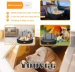Youvee Dog Car Seat for Large/Medium Dog,Interior Height 4 Inches Pet Car Bed for Dogs Under 55 lbs or 2 Small Dogs,Washable Dog Booster Seat with 2 Safety Leashes(Black Outside Grey Inside) - Image 7