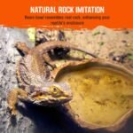 Reptile Water Dish,Resin Reptile Rock Food Feeder Bowl, Water and Food Bowl, Terrarium Decor for Leopard Gecko, Lizard,Spider, Turtle,Scorpion, Chameleon, Hermit Crabs (Small, Yellow) - Image 4