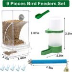 Automatic Bird Feeder Pack of 9 No Mess Parrot Water Dispenser Acrylic Adjustable Parakeet Seed Food Container Cage Accessories Drinker for Lovebirds Finches Budgies Canaries - Image 4