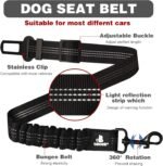 Dog Seat Belt,Retractable Dog Seatbelts Harness for Car,Adjustable Seatbelt Pet Safety Seat Belts with Elastic Bungee Buffer and Restraint Reflective (2 Piece/Black) - Image 3