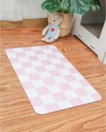 Ralxion Checkered Dog Feeding Mat, Absorbent Mats for Dog Food and Water Bowl, Dispenser, Retro Aesthetic Pink Checkerboard Pet Placemat for Dogs, Cats, Puppy Accessories, 12" X19” - Image 3