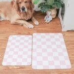 Ralxion Checkered Dog Feeding Mat, Absorbent Mats for Dog Food and Water Bowl, Dispenser, Retro Aesthetic Pink Checkerboard Pet Placemat for Dogs, Cats, Puppy Accessories, 12" X19” - Image 4