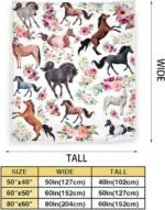 Horse Blanket for Girls Beautiful Horse with Wreath Throw Blanket, Ultra Soft Warm Fleece Blanket for Couch Bedding Living Room, Horse Gifts Flannel Blanket for Women 40"x50" - Image 4