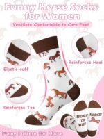 Hercicy 6 Pairs Funny Horse Socks for Women Horse Riding Crew Socks Novelty Christmas Horse Socks Gift for Women Horse Lovers Cowgirl Equestrian Derby Party Favors - Image 4