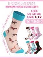 Hercicy 6 Pairs Funny Horse Socks for Women Horse Riding Crew Socks Novelty Christmas Horse Socks Gift for Women Horse Lovers Cowgirl Equestrian Derby Party Favors - Image 5