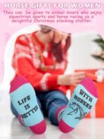 Hercicy 6 Pairs Funny Horse Socks for Women Horse Riding Crew Socks Novelty Christmas Horse Socks Gift for Women Horse Lovers Cowgirl Equestrian Derby Party Favors - Image 7