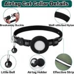 Airtag Cat Collar Breakaway, Reflective Kitten Collar with Apple Air Tag Holder and Bell for Girl Boy Cats, 0.4 Inches in Width and Lightweight(Black) - Image 6