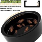 Reptile Food Dish Bowl - Anti-Escape Ceramic Worm Water Dish Feeder for Mealworm, Superworm, Dubia Roaches, Lizard, Leopard Gecko, Bearded Dragon, Chameleon, Skink, Tegu, Snake (Medium, Black) - Image 3