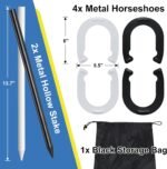 COCONUT Horseshoes Outside Game for Kids, Metal Horse Shoes Game Kit Includes 4 Horseshoes 2 Stakes, Backyard Beach Outdoor Game for Kids and Family - Image 3