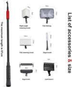 UPETTOOLS Aquarium Cleaning Tool 6 in 1 Algae Scraper Scrubber Pad Adjustable Long Handle Fish Tank Brush Cleaner Set - Image 5