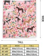 Horse Blanket Gift for Girls Women Cute Animal Horses Flowers Fleece Flannel Throw Blankets Soft Lightweight Plush Pink Blanket for Horse Lovers Decor Bed Sofa 50"x40" - Image 5