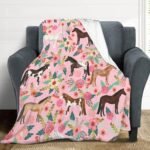 Horse Blanket Gift for Girls Women Cute Animal Horses Flowers Fleece Flannel Throw Blankets Soft Lightweight Plush Pink Blanket for Horse Lovers Decor Bed Sofa 50"x40" - Image 6