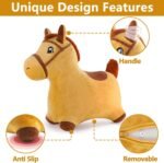 iPlay, iLearn Bouncy Pals Hopping Horse, Toddler Girl Boy Inflatable Bouncing Animal Hopper Toy, Outdoor Indoor Plush Ride on Bouncer, Baby Birthday Gift 18 Month 2 3 4 Year Old Kid - Horse - Image 4