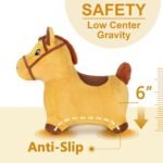 iPlay, iLearn Bouncy Pals Hopping Horse, Toddler Girl Boy Inflatable Bouncing Animal Hopper Toy, Outdoor Indoor Plush Ride on Bouncer, Baby Birthday Gift 18 Month 2 3 4 Year Old Kid - Horse - Image 6
