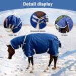 1800D Winter Waterproof Horse Trunout Blanket, 400g / 14oz Warm Cotton Filling Liner with Turnout Neck Cover Detachable, Medium Weight Waterproof Horse Blanket - Image 5