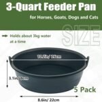 Sadnyy 5 Pcs Feed Pan, 3 Quart Ox Tendon Feeder Pan Utility Horse Feed Bucket Dog Bowl Horse Feeder for Cats Dogs Goats Horses Chicken Dust Bath Container Animal Feeding, 10.2 x 3.1 Inch - Image 3