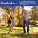 Indoor Outdoor Rubber Horseshoes Set: 4 Horseshoes, 2 Pegs, 2 Rubber Mats, 2 Red Plastic dowels & 1 Mesh Bag | Perfect for Tailgate, Beach, Parks, Picnics, Backyard, Fun for Kids Adults - Image 5