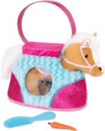Pucci Pups – Beige Horse with Blue Stripes and Pink Pony Bag (ST8274Z) 10 inches - Image 3