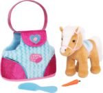 Pucci Pups – Beige Horse with Blue Stripes and Pink Pony Bag (ST8274Z) 10 inches - Image 4