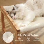 FUKUMARU Cat Bed, Plush Velvet Cat Beds for Indoor Cats, Wooden Cat Hammock, 21 x 16.5 Inch Cat Couch, Suitable for Cats, Dog, Bunny, Rabbit, Kitten and Small Animal - Image 6