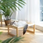 FUKUMARU Cat Bed, Plush Velvet Cat Beds for Indoor Cats, Wooden Cat Hammock, 21 x 16.5 Inch Cat Couch, Suitable for Cats, Dog, Bunny, Rabbit, Kitten and Small Animal - Image 8