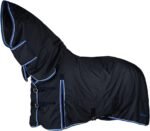 HORZE Glasgow Medium Weight Waterproof Combo Turnout Winter Horse Blanket with Neck Cover (150g Fill) - Dark Blue - 75 in - Image 5