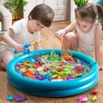 Kids Pool Fishing Toys Games, Water Table Bathtub Toy with Inflatable Pool Pole Rod Net Plastic Floating Fish, Birthday Gifts for Kids Age 3 4 5 6 Year Old,Kids Outdoor Toys - Image 3