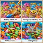 Kids Pool Fishing Toys Games, Water Table Bathtub Toy with Inflatable Pool Pole Rod Net Plastic Floating Fish, Birthday Gifts for Kids Age 3 4 5 6 Year Old,Kids Outdoor Toys - Image 4