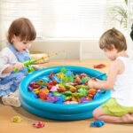 Kids Pool Fishing Toys Games, Water Table Bathtub Toy with Inflatable Pool Pole Rod Net Plastic Floating Fish, Birthday Gifts for Kids Age 3 4 5 6 Year Old,Kids Outdoor Toys - Image 6