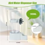 BWOGUE 2PCS Automatic Bird Water Dispenser, 4.73 Fl Oz Parakeet Water Dispenser for Cage No Mess Suspended Bird Water Feeder for Cockatiel Budgie Conure Lovebirds - Image 3