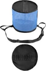 QWORK 2 Pack Horse Feed Bag for Grain - Durable Mesh Grain Feeder with Adjustable Strap, Comfortable Neck and Nose Pad Horse Muzzle Feed Bag, for Feeding Grain, Powder, Supplements, Blue - Image 3