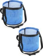 QWORK 2 Pack Horse Feed Bag for Grain - Durable Mesh Grain Feeder with Adjustable Strap, Comfortable Neck and Nose Pad Horse Muzzle Feed Bag, for Feeding Grain, Powder, Supplements, Blue - Image 8
