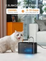 Cat Water Fountain, 84OZ/2.5L Cat Fountain, Super Silent Pet Water Fountain, Activated Carbon Filter, Translucent Pet Water Dispenser Suitable for Multiple Pets Family (Black) - Image 3