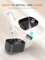 Cat Water Fountain, 84OZ/2.5L Cat Fountain, Super Silent Pet Water Fountain, Activated Carbon Filter, Translucent Pet Water Dispenser Suitable for Multiple Pets Family (Black) - Image 7