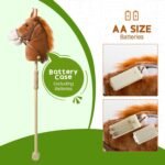 HollyHOME Stick Horse Plush Handcrafted Hobby Horse on a Stick with Wood Wheels Real Pony Neighing and Galloping Sounds for Kids Toddlers Dark Brown 36 Inches(AA Batteries Required) - Image 7