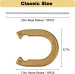 Horseshoes Set, Lawn Horseshoes Outside Game Set for Teens Adults Families - Includes 4 Horseshoes, 2 Stakes and Carrying Case - Image 3