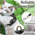 rabbitgoo Cat Harness and Leash for Walking, Escape Proof Soft Adjustable Vest Harnesses for Cats, Easy Control Breathable Reflective Strips Jacket, Black, XS - Image 8