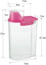 Pet Food Storage Container with Graduated Cup and Seal Buckles Food Dispenser for Dogs Cats (Pink) - Image 3